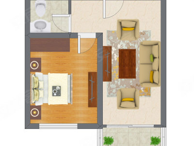 1室1厅 49.37平米户型图