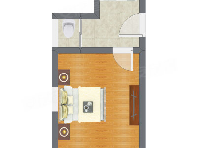1室0厅 28.87平米户型图
