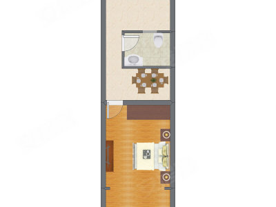 1室1厅 50.36平米