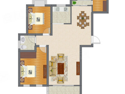2室2厅 108.19平米户型图