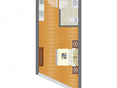 1室0厅 35.96平米户型图
