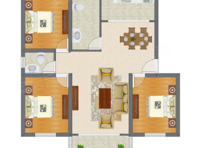 3室2厅 118.04平米户型图