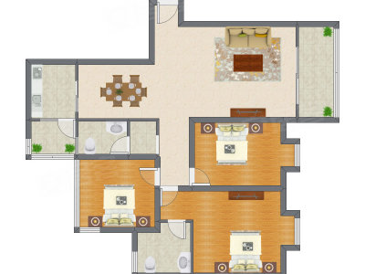 3室2厅 128.60平米