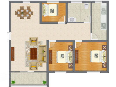 3室2厅 63.00平米户型图