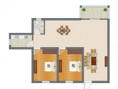 2室2厅 67.93平米户型图