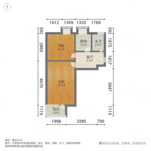 中煤建安小区2室1厅1卫55㎡西68万