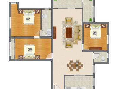 3室2厅 128.64平米