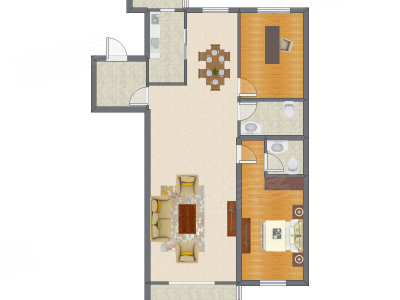 2室2厅 114.78平米户型图