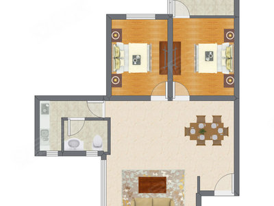 2室2厅 85.15平米户型图