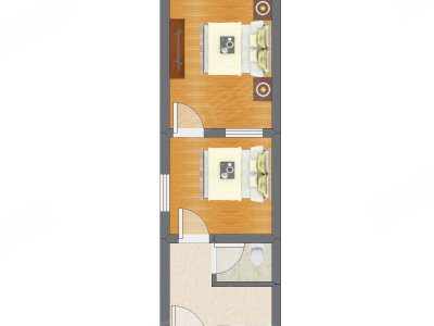 2室1厅 23.21平米户型图