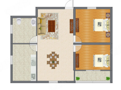 2室2厅 71.82平米
