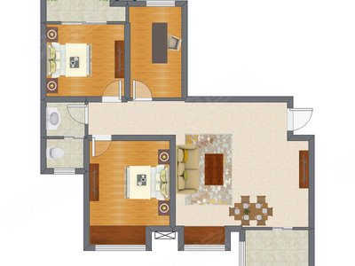 3室2厅 106.40平米
