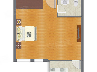 1室0厅 56.44平米户型图