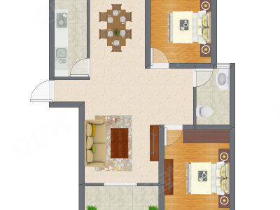 2室2厅 60.55平米