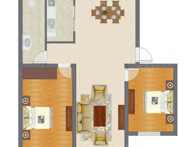 2室2厅 104.69平米户型图