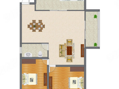 2室1厅 89.59平米户型图