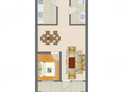 1室2厅 59.00平米户型图