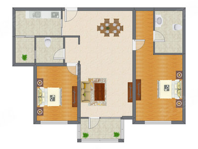 2室2厅 142.00平米户型图