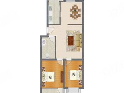 2室2厅 99.51平米户型图