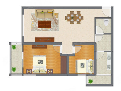 2室2厅 101.55平米户型图