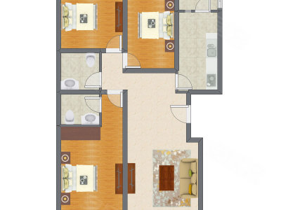 3室1厅 115.60平米