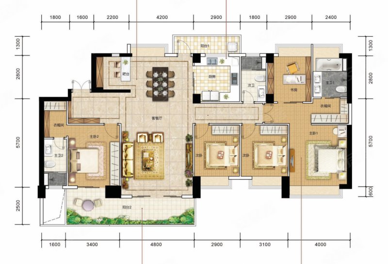 龙凤山庄大平层现楼发售 天然氧吧 朝南俯瞰公园 5房4卫