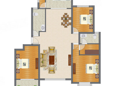 3室2厅 157.63平米户型图