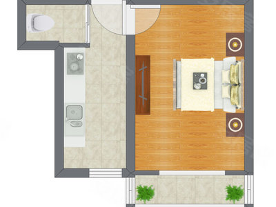 1室0厅 31.69平米户型图