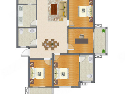 4室2厅 120.00平米户型图