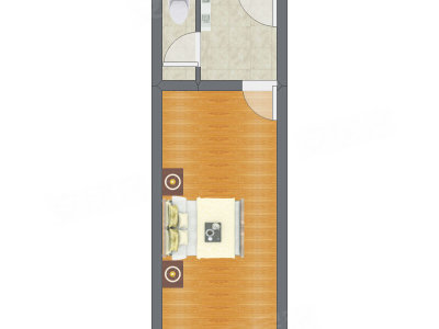 1室0厅 32.59平米户型图