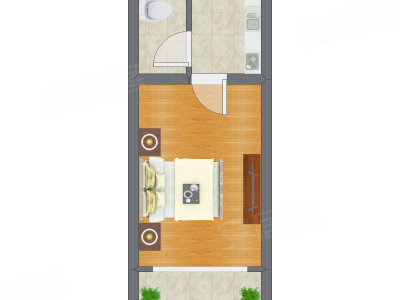 1室0厅 34.72平米户型图