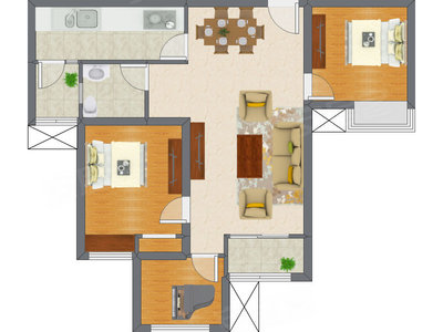 2室2厅 87.45平米