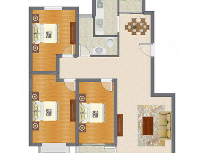 3室2厅 126.60平米户型图