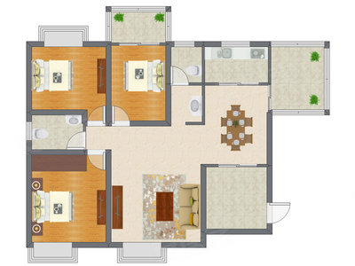 3室2厅 114.76平米