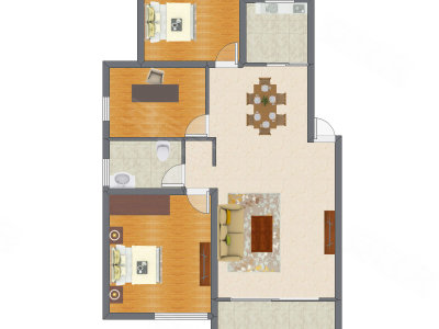 3室2厅 85.80平米户型图