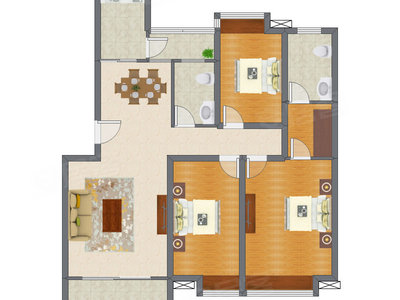 3室2厅 128.66平米