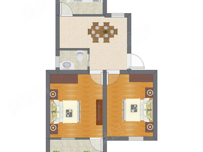 2室1厅 75.00平米户型图