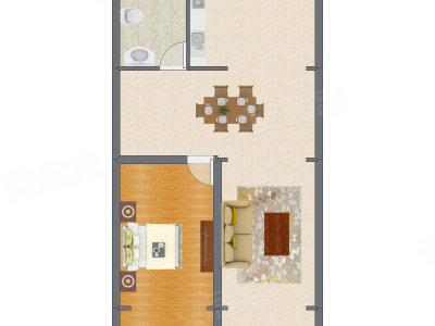 1室2厅 78.00平米户型图