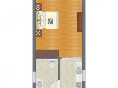 1室1厅 27.30平米户型图