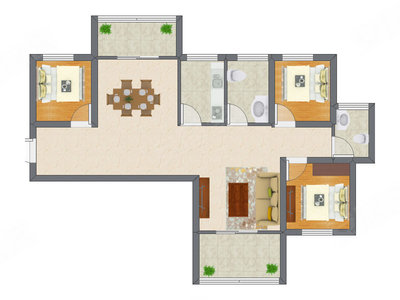 3室2厅 71.74平米