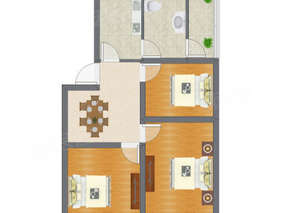 3室1厅 80.44平米