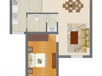 1室2厅 83.30平米户型图