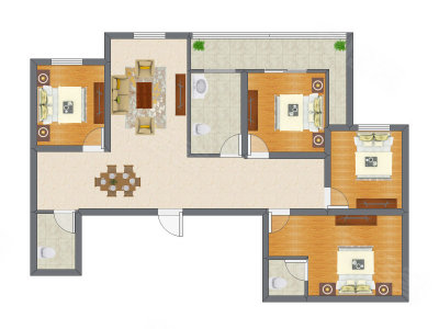 4室2厅 164.01平米