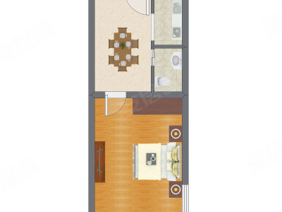 1室1厅 42.14平米户型图