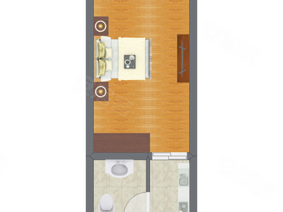 1室0厅 38.83平米户型图