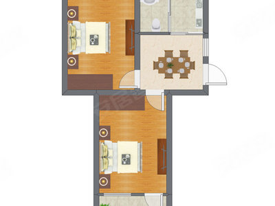 2室1厅 57.60平米户型图