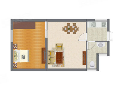 1室1厅 49.23平米户型图