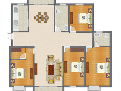 4室2厅 138.40平米户型图