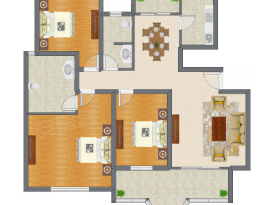3室2厅 145.00平米户型图