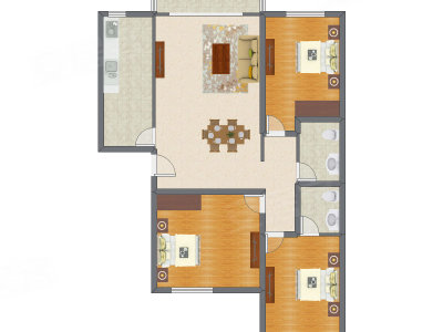 3室2厅 140.69平米户型图